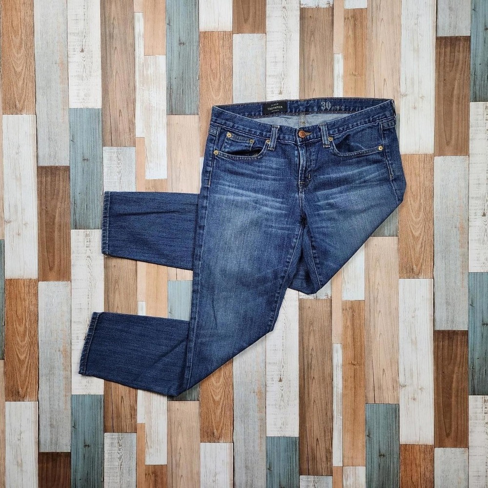 J.Crew Toothpick Ankle Jeans Womens 30 Medium Wash‎ Blue Denim Slim Fit Stretch